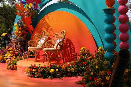 Backdrop and Stage — Mehendi decor — ITC Grand Goa